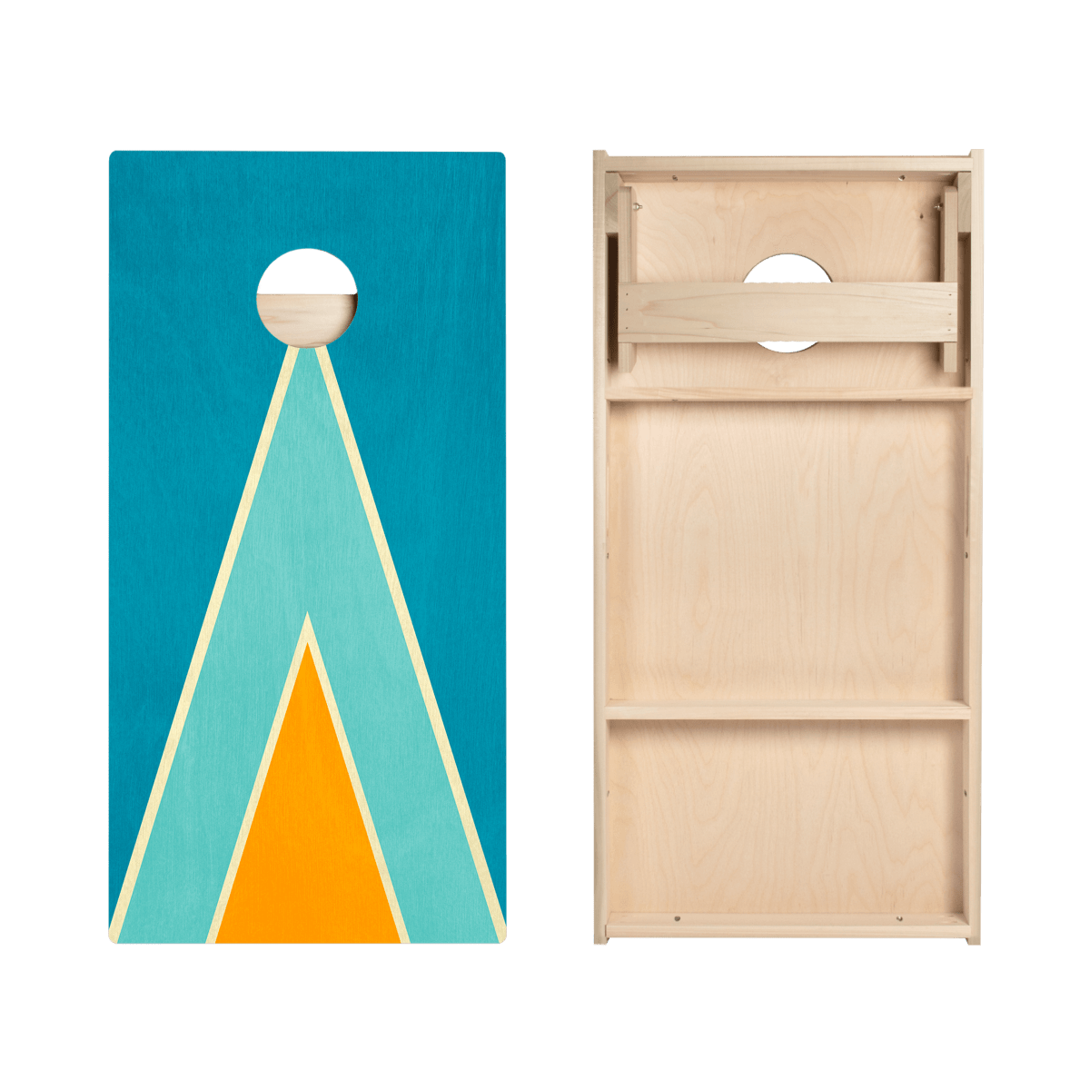 Classic Retro Triangle - Blue and Orange Star Cornhole Boards - ACA - 000434 | American Cornhole Association