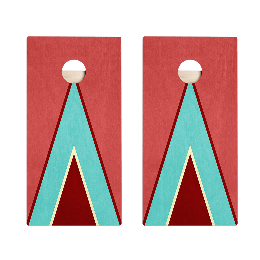 Classic Retro Triangle - Red and Blue Star Cornhole Boards - ACA - 000435 | American Cornhole Association