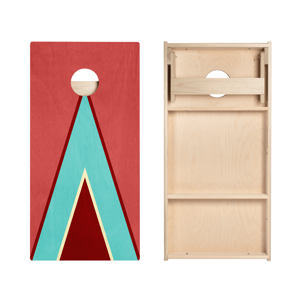 Classic Retro Triangle - Red and Blue Star Cornhole Boards - ACA - 000435 | American Cornhole Association