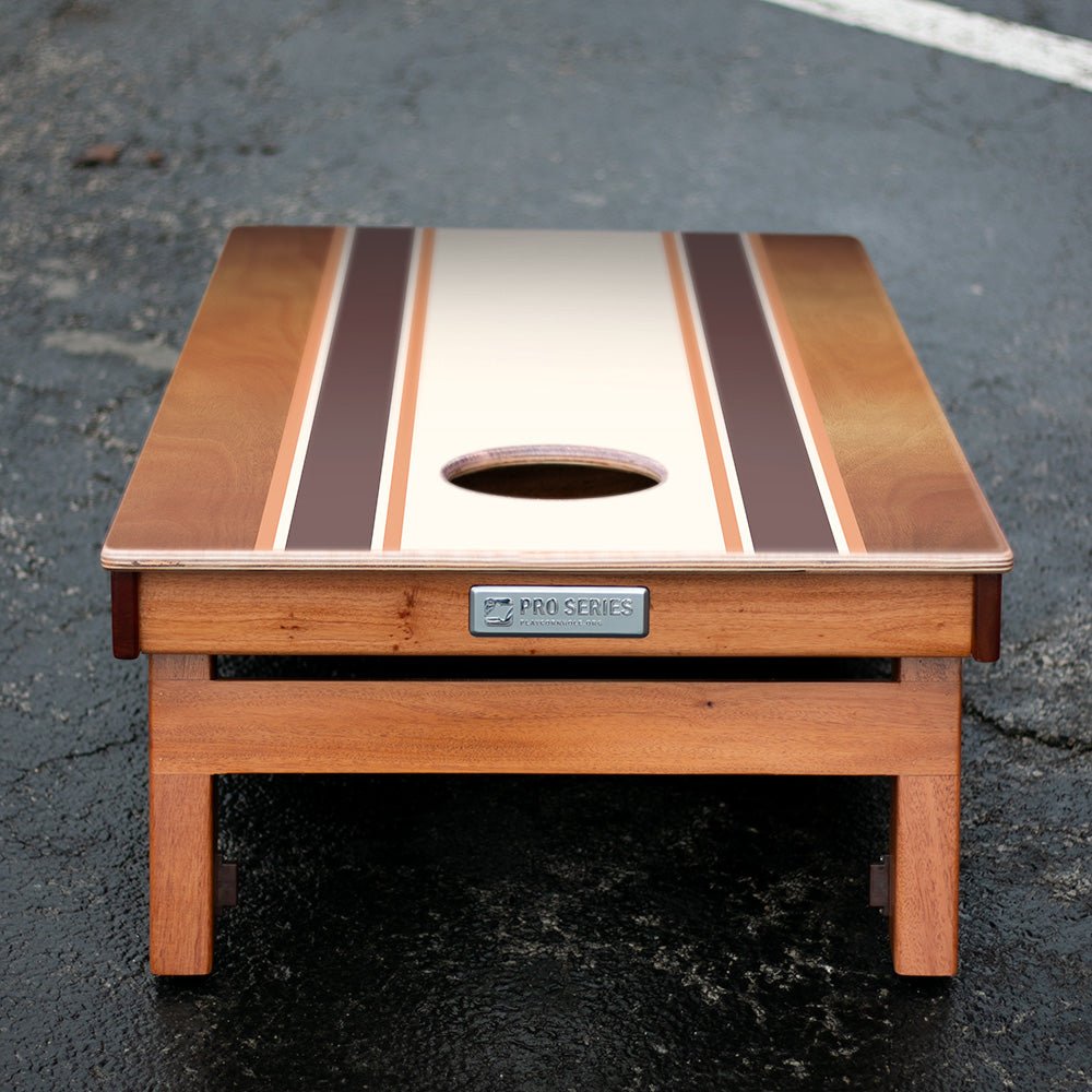 Classic Stripes Mahogany Brown and Orange Silver Series Cornhole Boards - American Cornhole Association