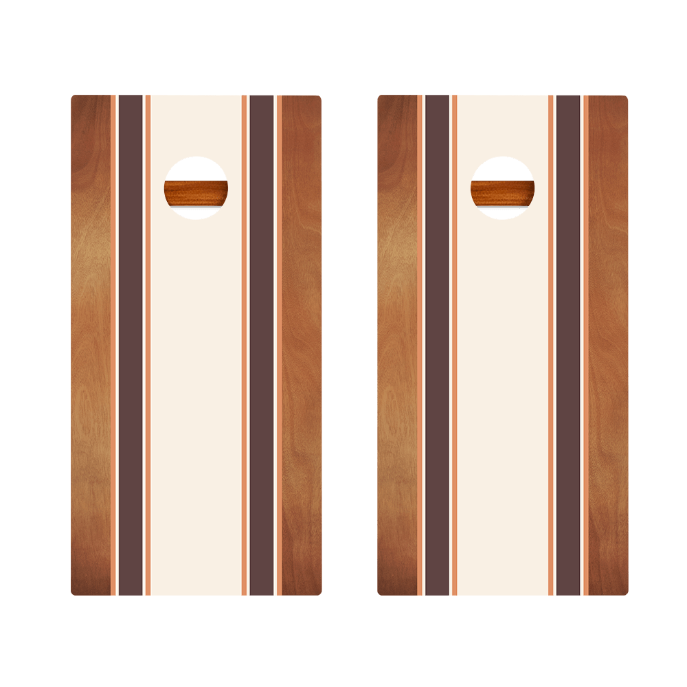 Classic Stripes Mahogany Brown and Orange Silver Series Cornhole Boards - American Cornhole Association