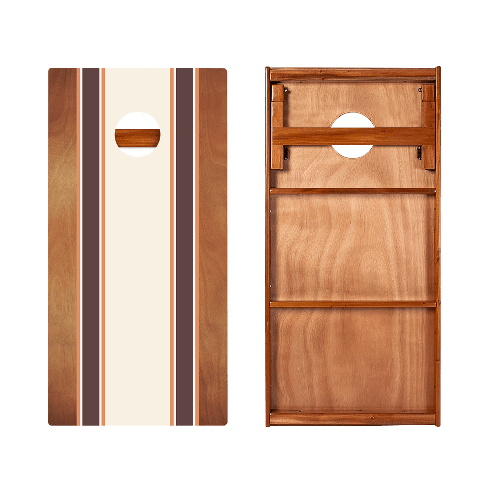 Classic Stripes Mahogany Brown and Orange Silver Series Cornhole Boards - American Cornhole Association