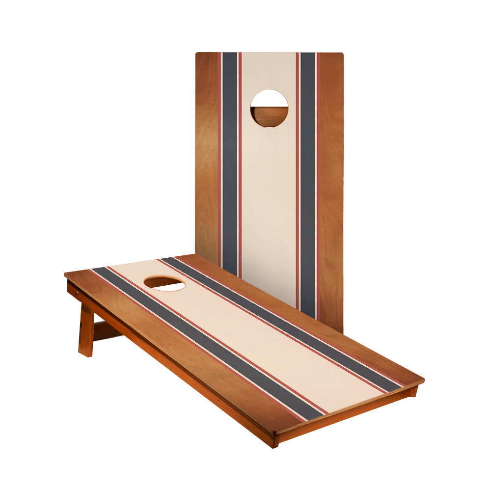 Classic Stripes Mahogany Cream, Blue, and Mauve Backyard 2400 Cornhole Boards - American Cornhole Association