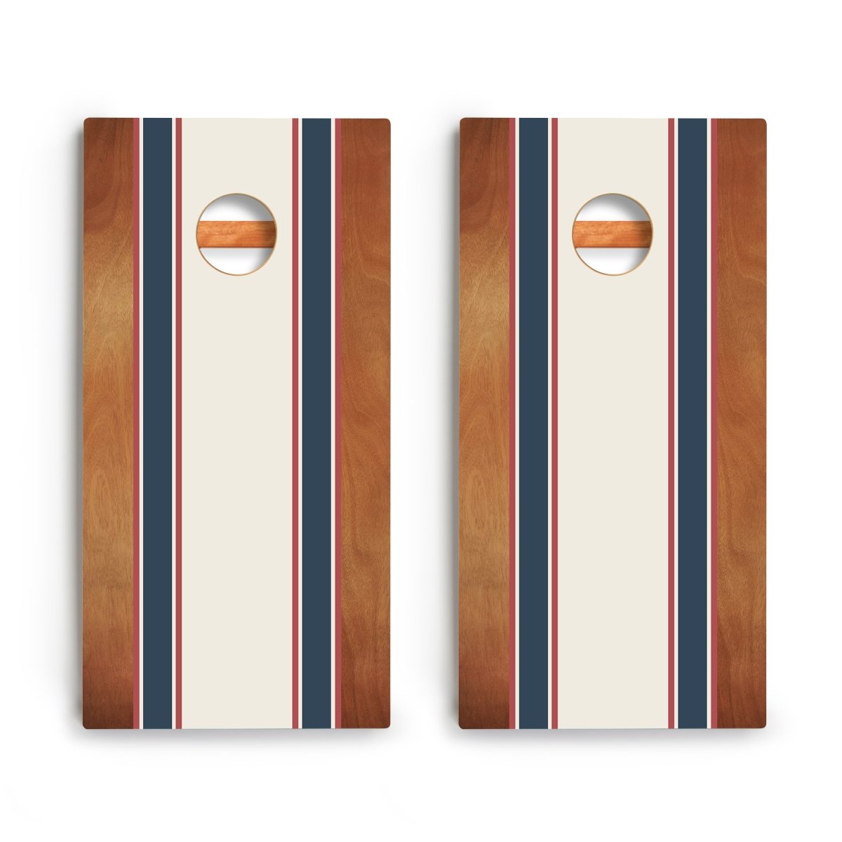 Classic Stripes Mahogany Cream, Blue, and Mauve Backyard 2400 Cornhole Boards - WACA-000423 | American Cornhole Association