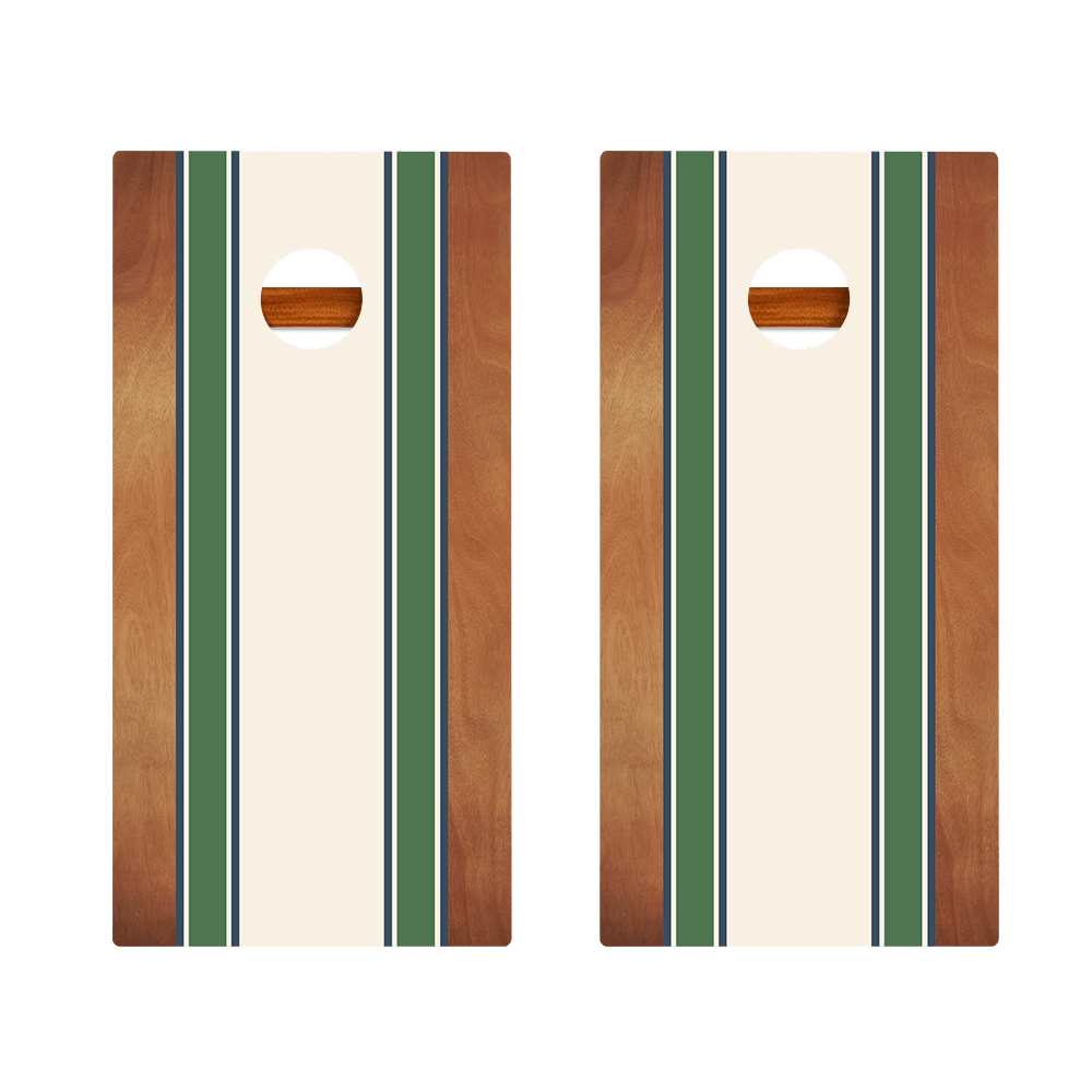 Classic Stripes Mahogany Green and Navy Silver Series Cornhole Boards - American Cornhole Association