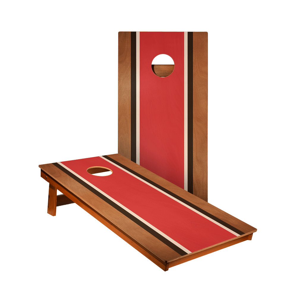 Classic Stripes Mahogany Red, Black, and White Backyard 2400 Cornhole Boards - American Cornhole Association