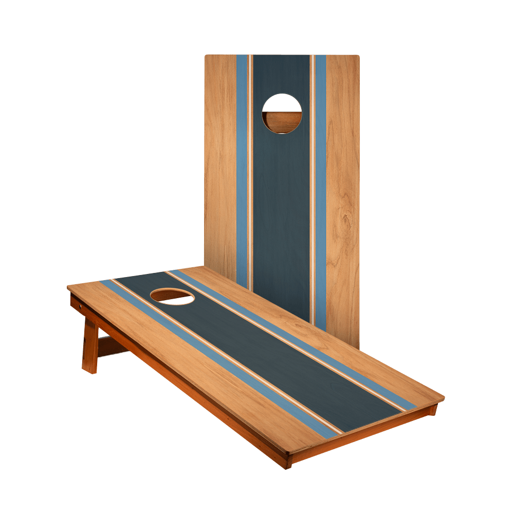 Classic Stripes Natural Wood Blues Backyard 2400 Cornhole Boards - American Cornhole Association