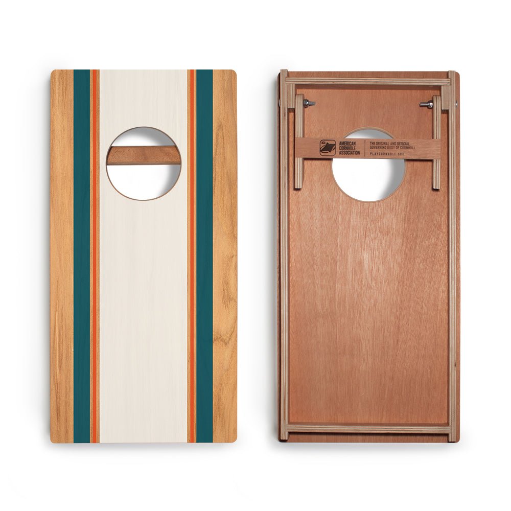 Classic Stripes Teal Orange Backyard 1x2ft Cornhole Boards - WACA-500463 | American Cornhole Association