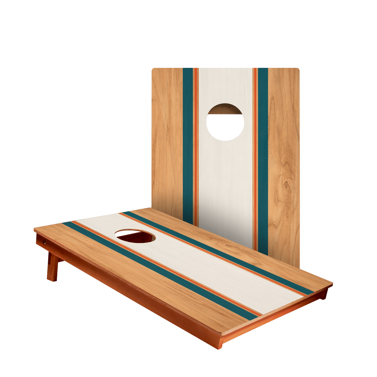 Classic Stripes Teal Orange Backyard 2300 Cornhole Boards - WACA-900463 | American Cornhole Association