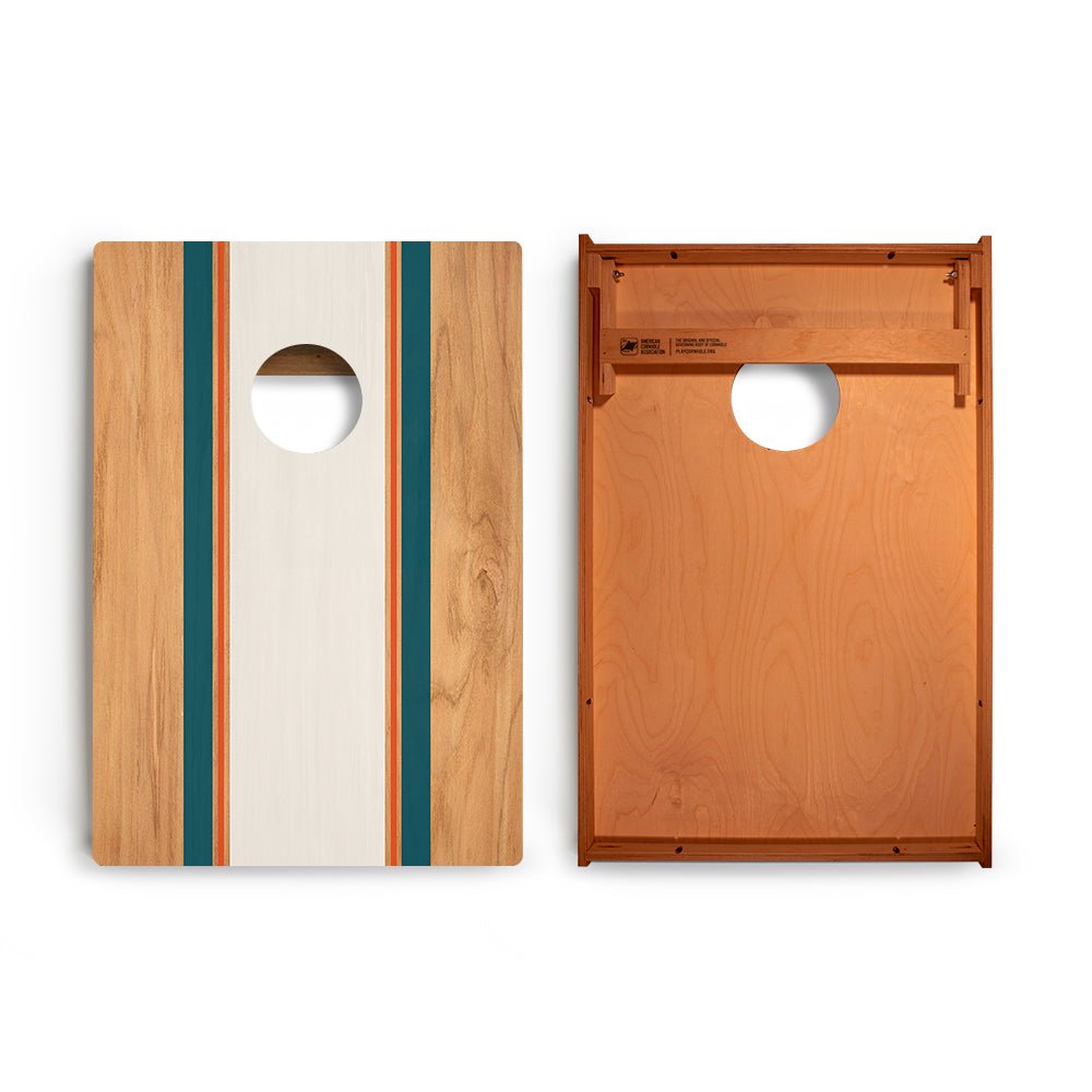 Classic Stripes Teal Orange Backyard 2300 Cornhole Boards - WACA-900463 | American Cornhole Association