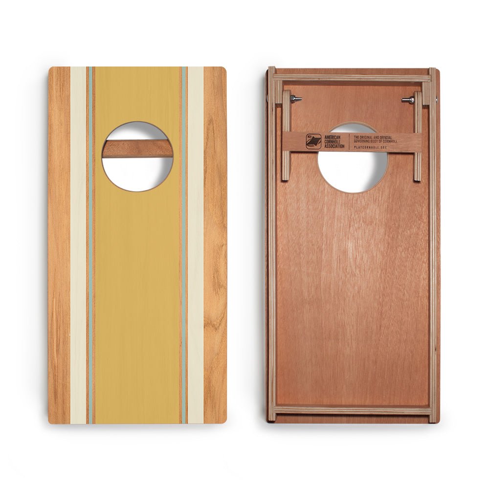 Classic Stripes Yellow White Blue Backyard 1x2ft Cornhole Boards - WACA-500464 | American Cornhole Association