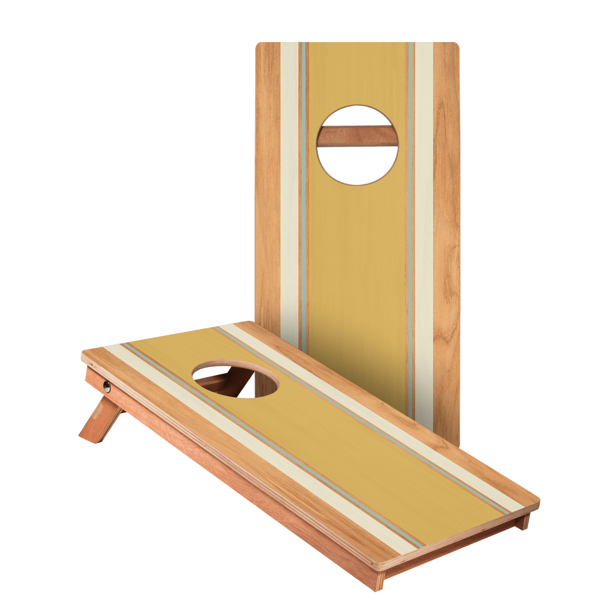 Classic Stripes Yellow White Blue Backyard 1x2ft Cornhole Boards - WACA-500464 | American Cornhole Association