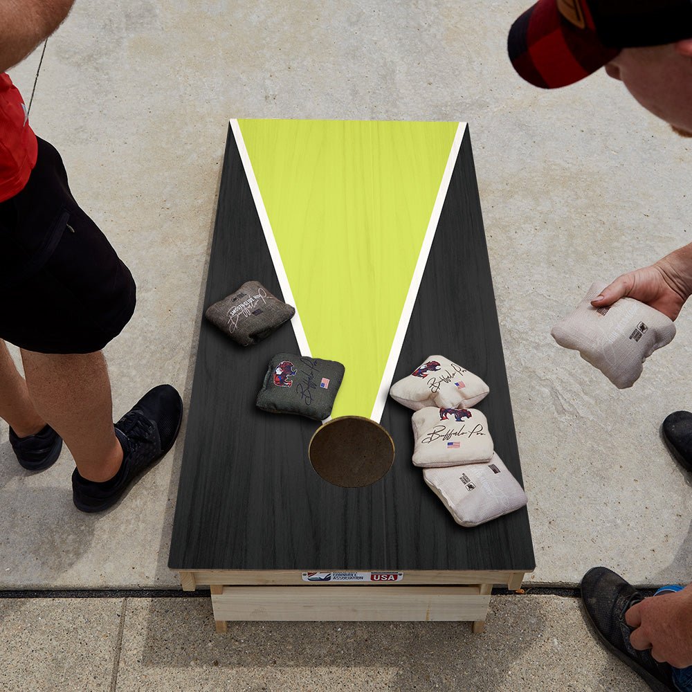 Classic Triangle - Black and Neon Green Star Cornhole Boards - ACA - 000433 | American Cornhole Association
