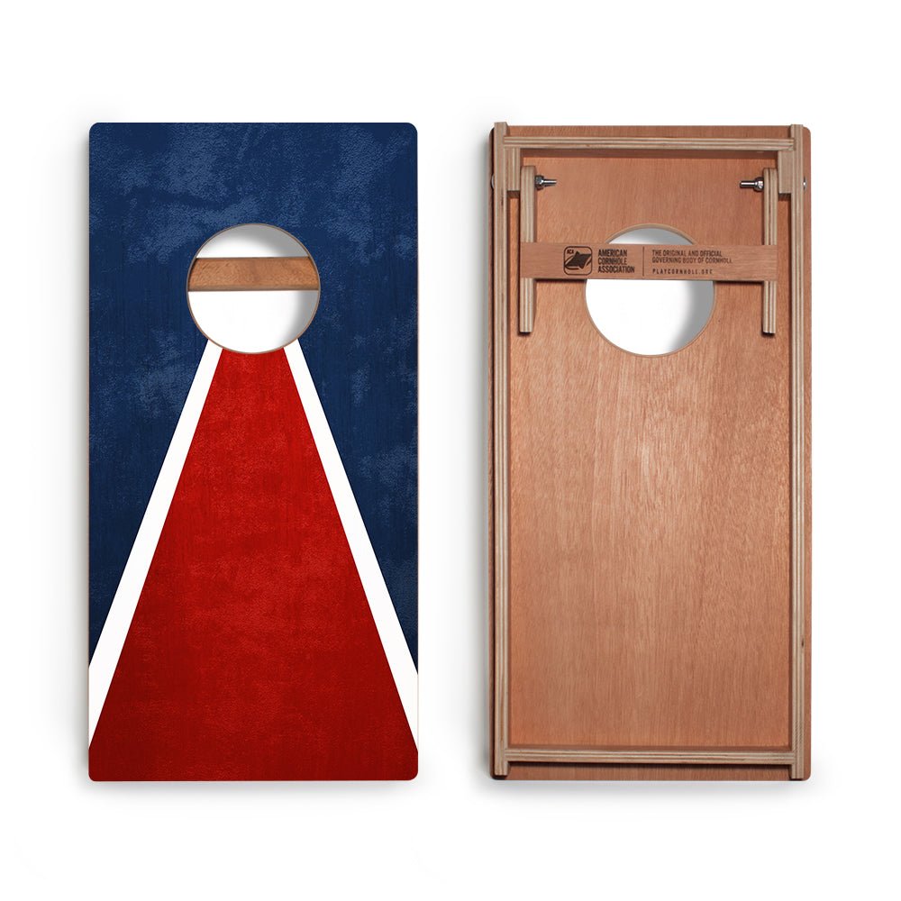 Classic Triangle Blue White Red Distressed Backyard 1x2ft Cornhole Boards - WACA-500458 | American Cornhole Association