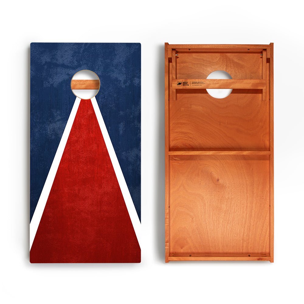 Classic Triangle Blue White Red Distressed Backyard 2400 Cornhole Boards - WACA-000458 | American Cornhole Association