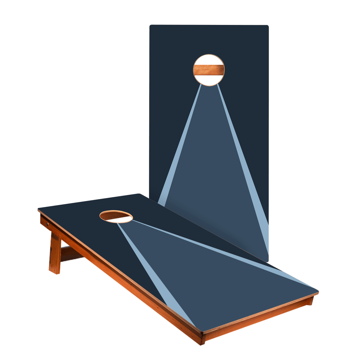 Classic Triangle Monotone Blue Backyard 2400 Cornhole Boards - WACA-000459 | American Cornhole Association