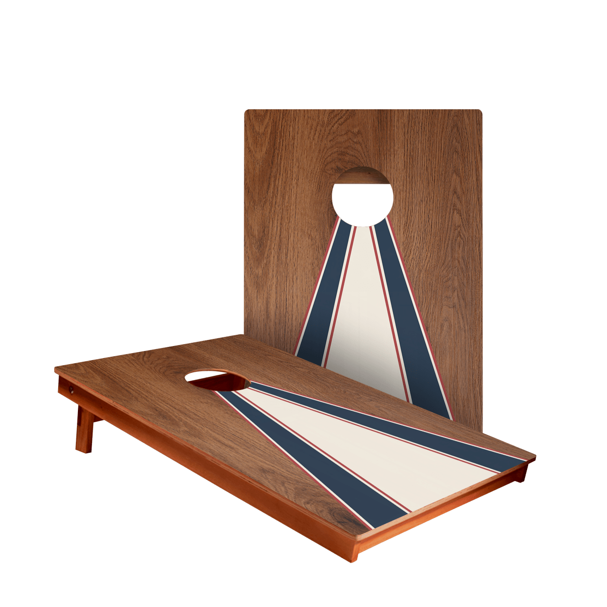 Classic Triangle Stripes Blue Mauve Ivory Backyard 2300 Cornhole Boards - WACA-900456 | American Cornhole Association