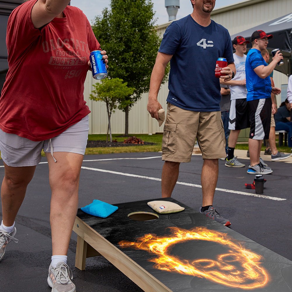 Fire Blaze Skull Star Cornhole Boards - ACA - 000525 | American Cornhole Association