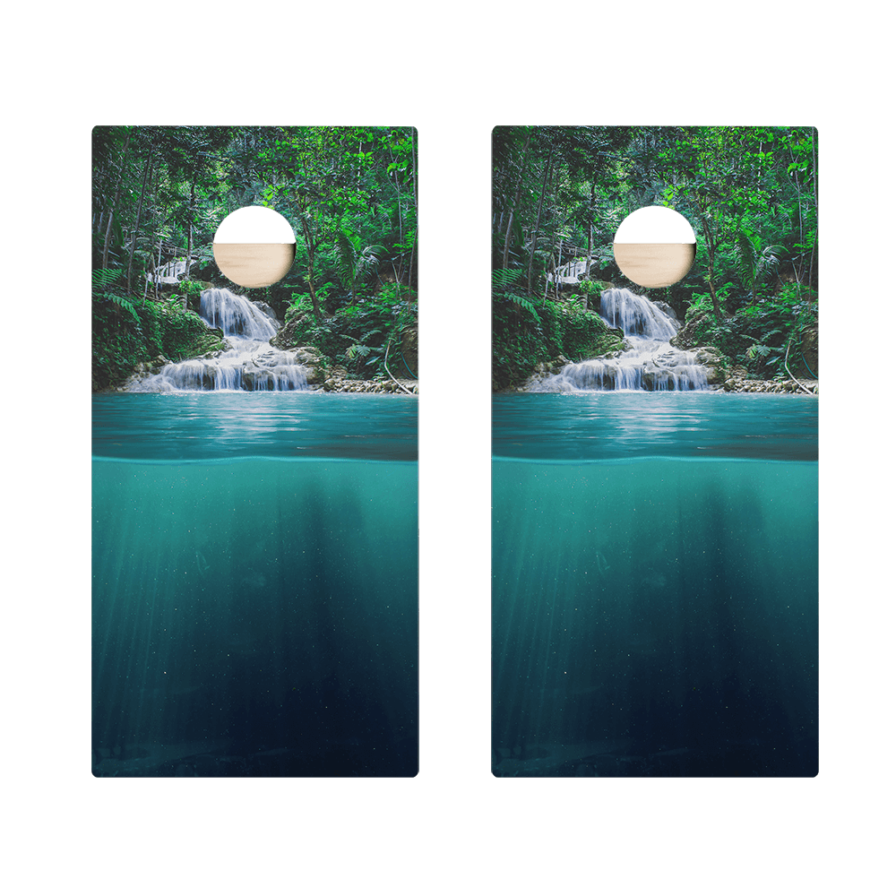 Forest Waterfall Star Cornhole Boards - ACA - 000039 | American Cornhole Association