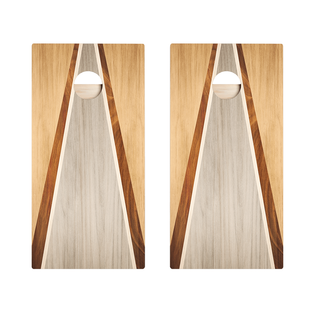 Full Triangle - Natural and Gray Wood Star Cornhole Boards - ACA - 000439 | American Cornhole Association