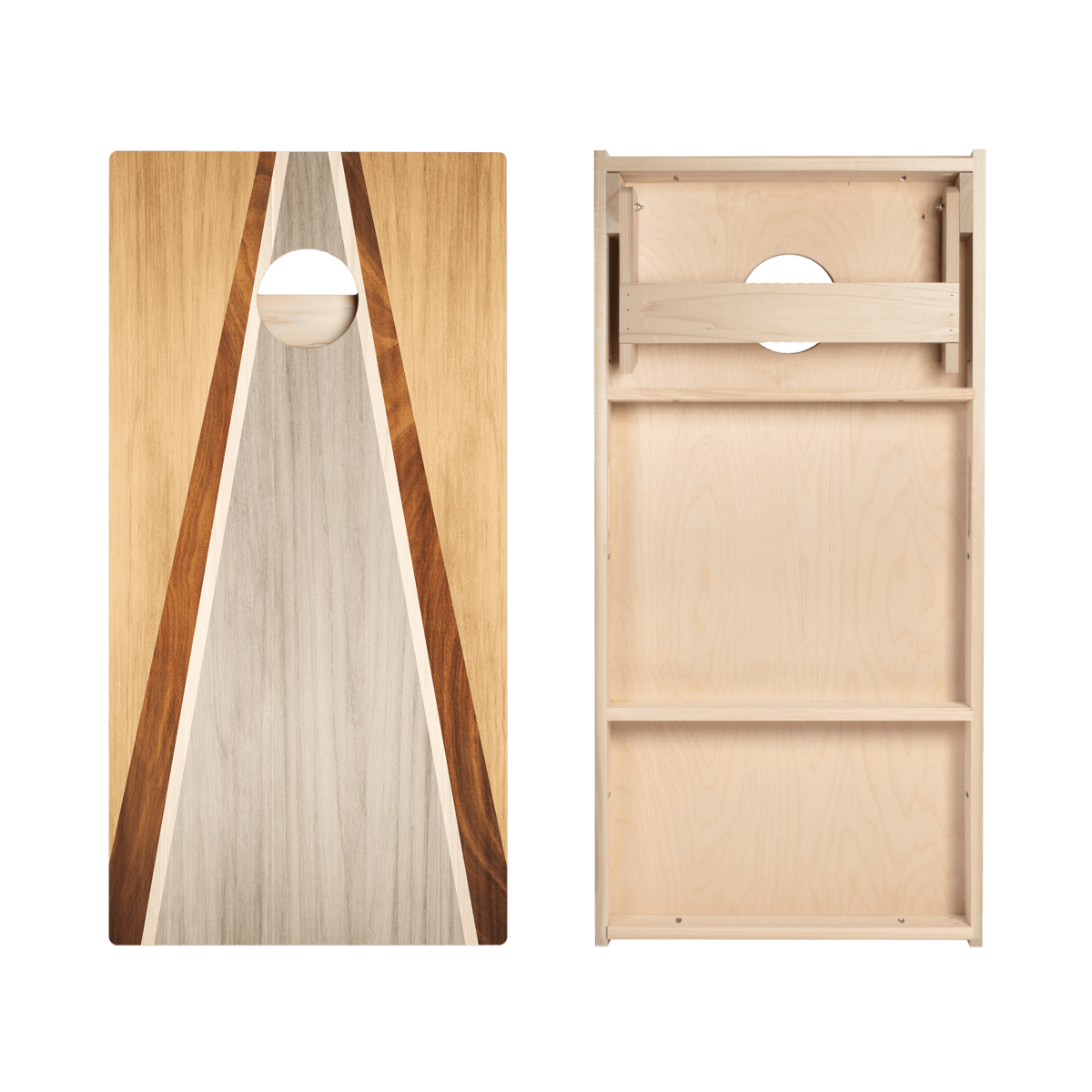 Full Triangle - Natural and Gray Wood Star Cornhole Boards - ACA - 000439 | American Cornhole Association