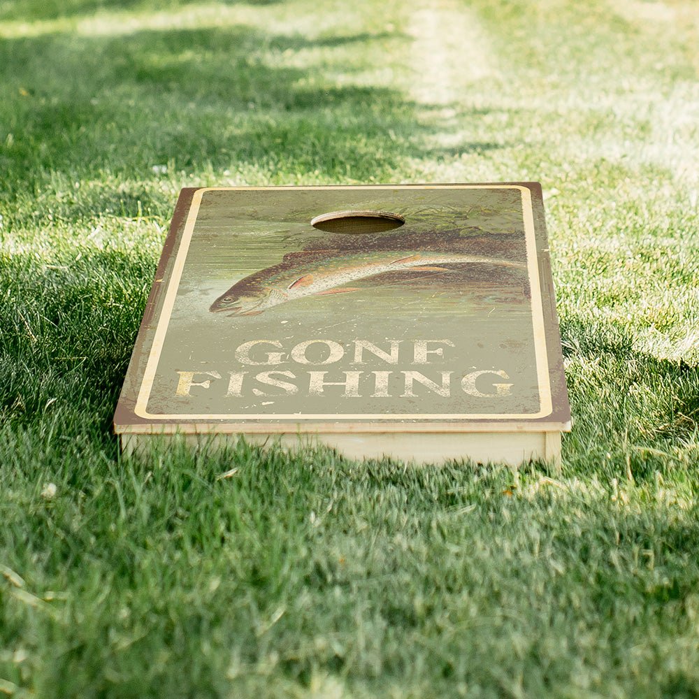 Gone Fishin Sign Star Cornhole Boards - ACA - 000389 | American Cornhole Association