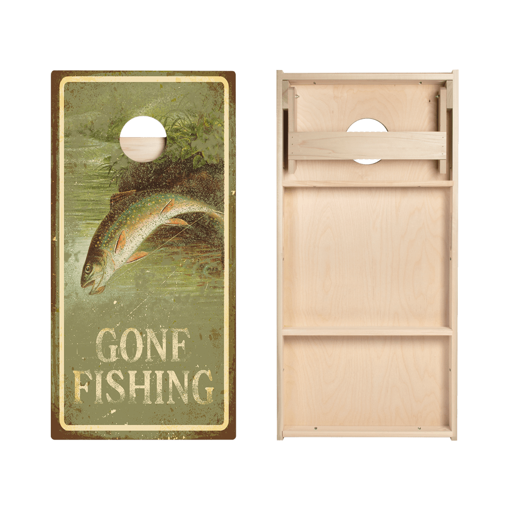 Gone Fishin Sign Star Cornhole Boards - ACA - 000389 | American Cornhole Association