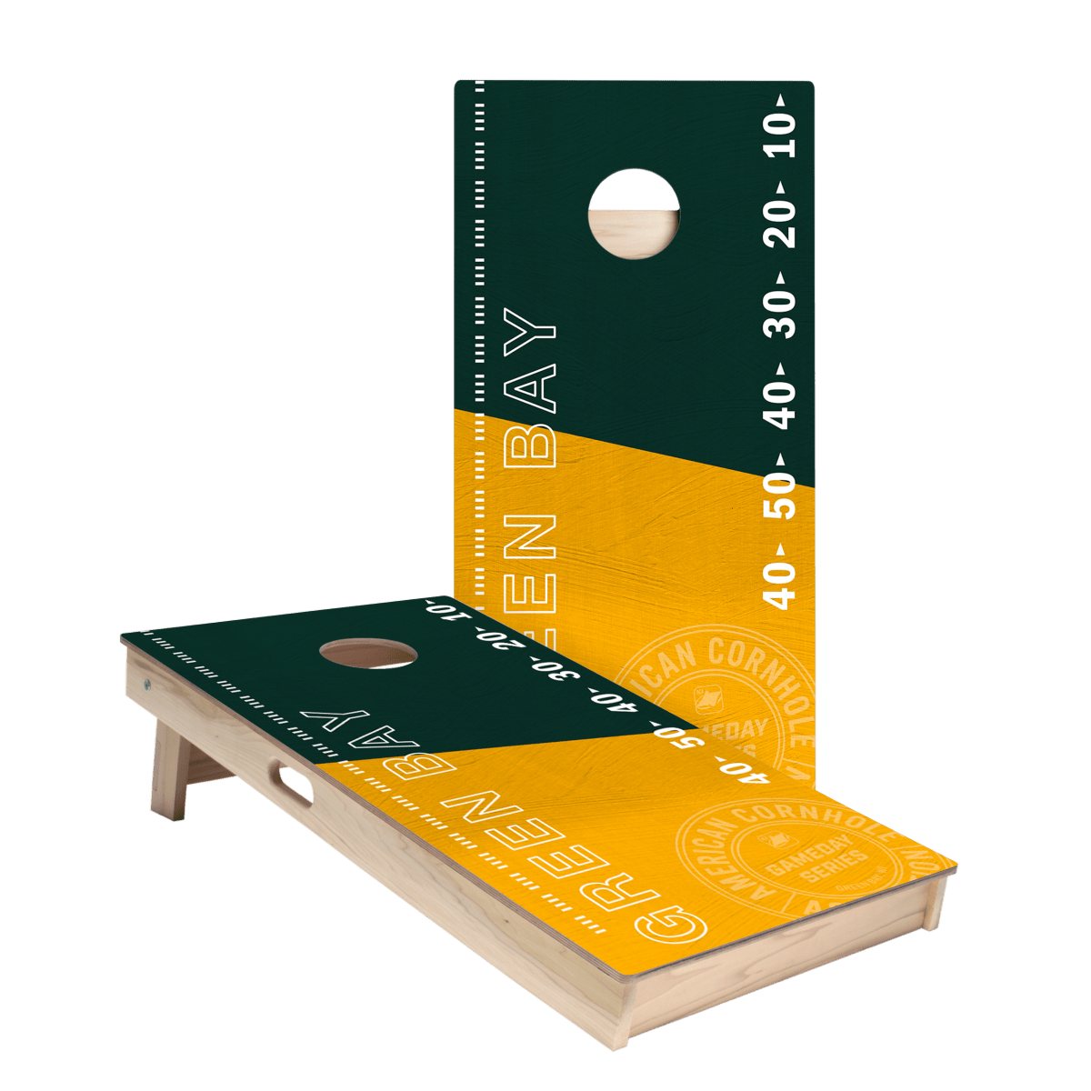Green Bay Football Gameday Stadium Star Cornhole Boards.