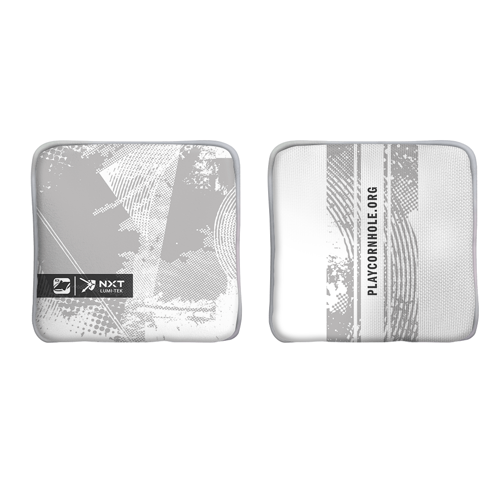 Grunge White NXT Lumi - Tek Cornhole Bags, - American Cornhole Association