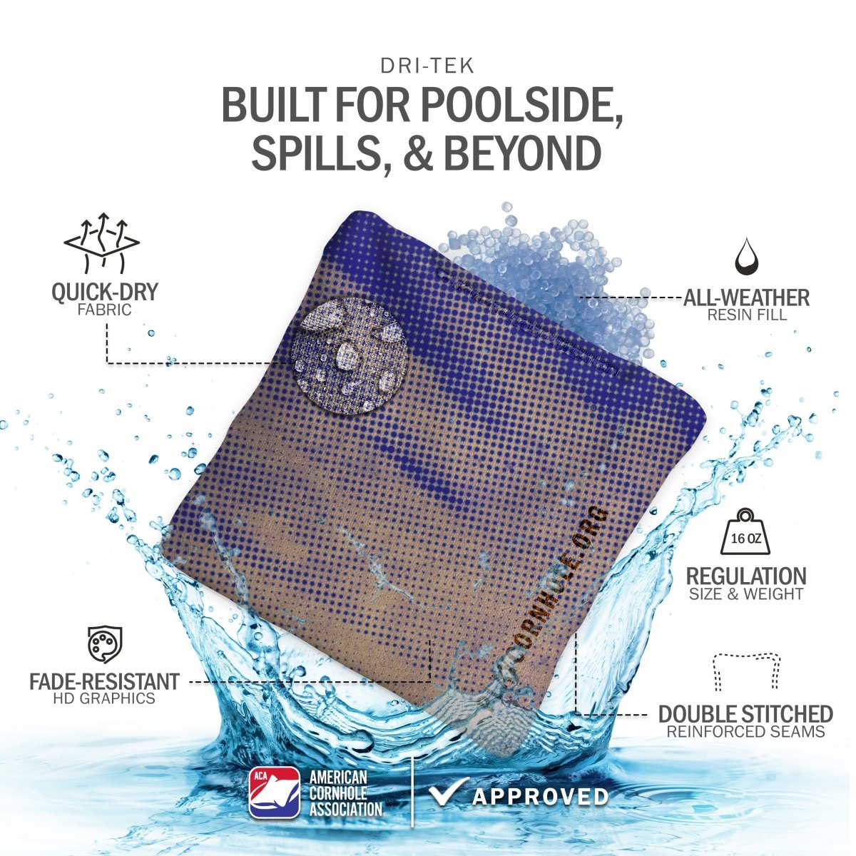 Halftone Horizon Blue NXT Dri-Tek Cornhole Bags - NXTDT-001 | American Cornhole Association