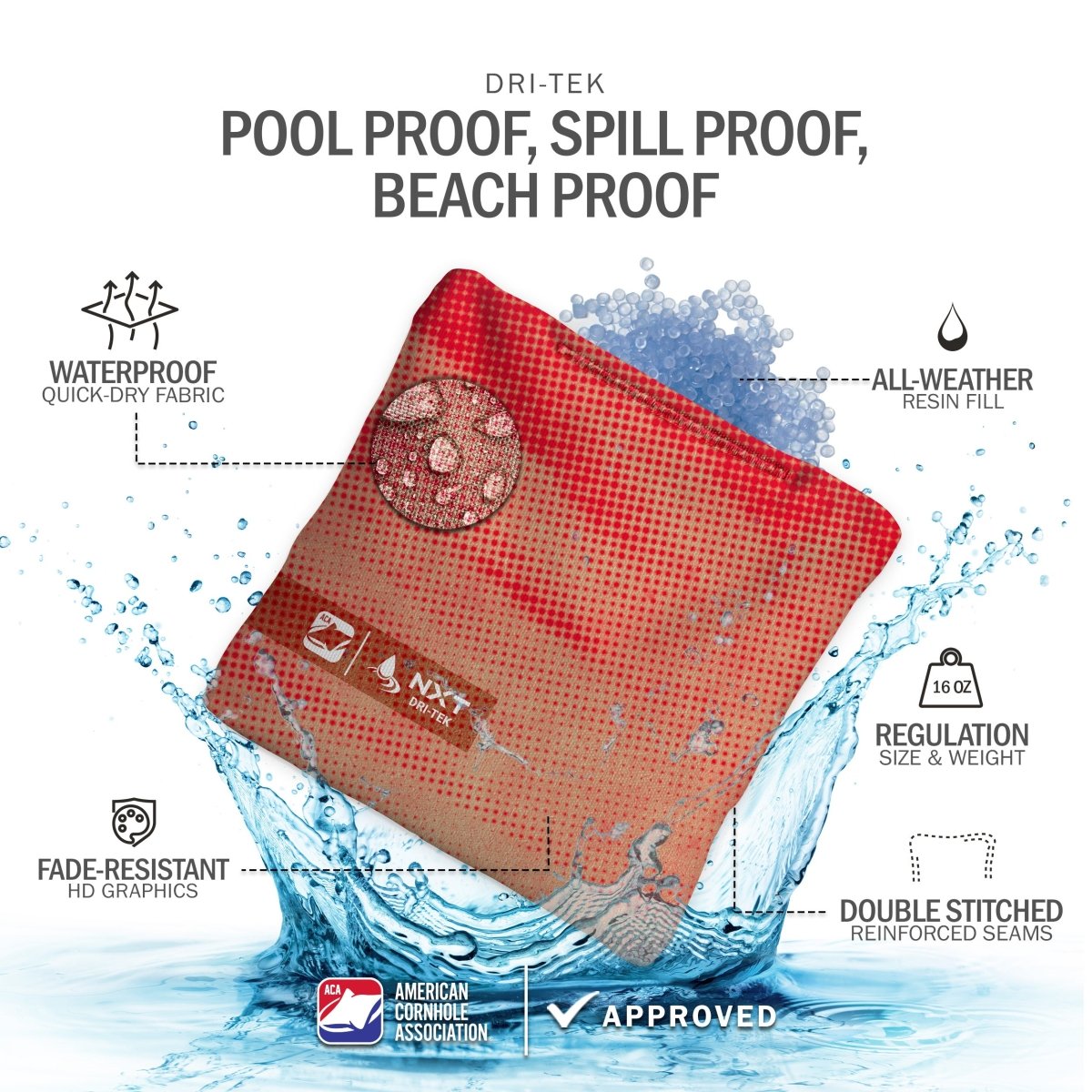 Halftone Horizon Red NXT Dri - Tek Cornhole Bags, - American Cornhole Association