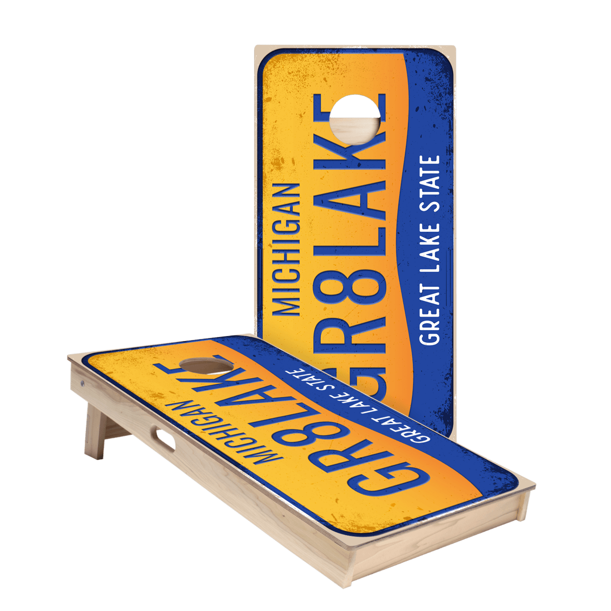 Home State License Plate Michigan Star Cornhole Boards, - American Cornhole Association