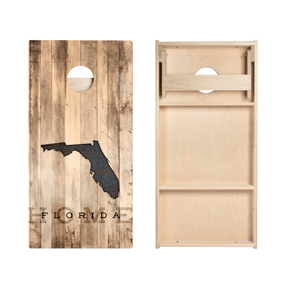 Home State Rustic Wood Florida Star Cornhole Boards - ACA - 000352 | American Cornhole Association