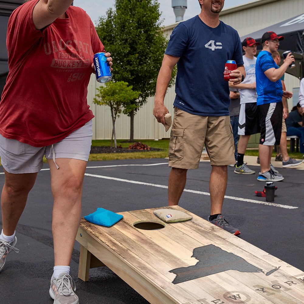 Home State Rustic Wood New York Star Cornhole Boards - ACA - 000354 | American Cornhole Association