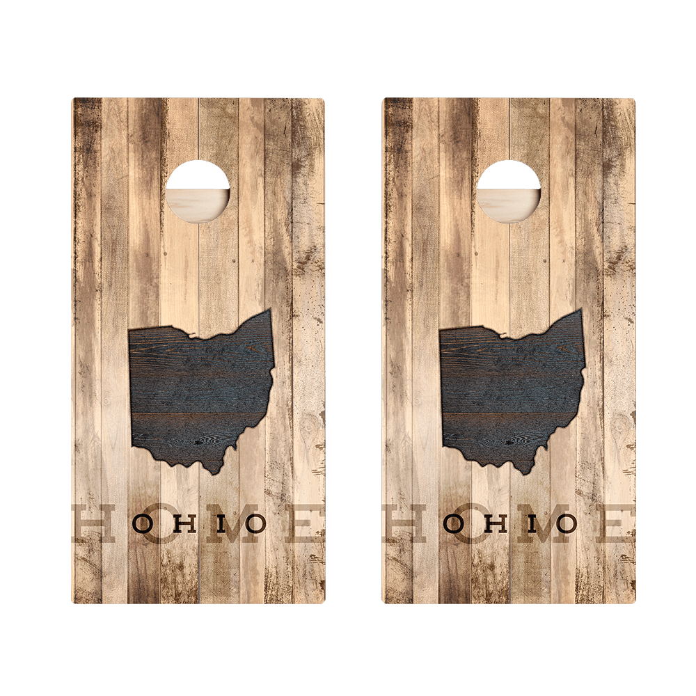 Home State Rustic Wood Ohio Star Cornhole Boards - ACA - 000355 | American Cornhole Association