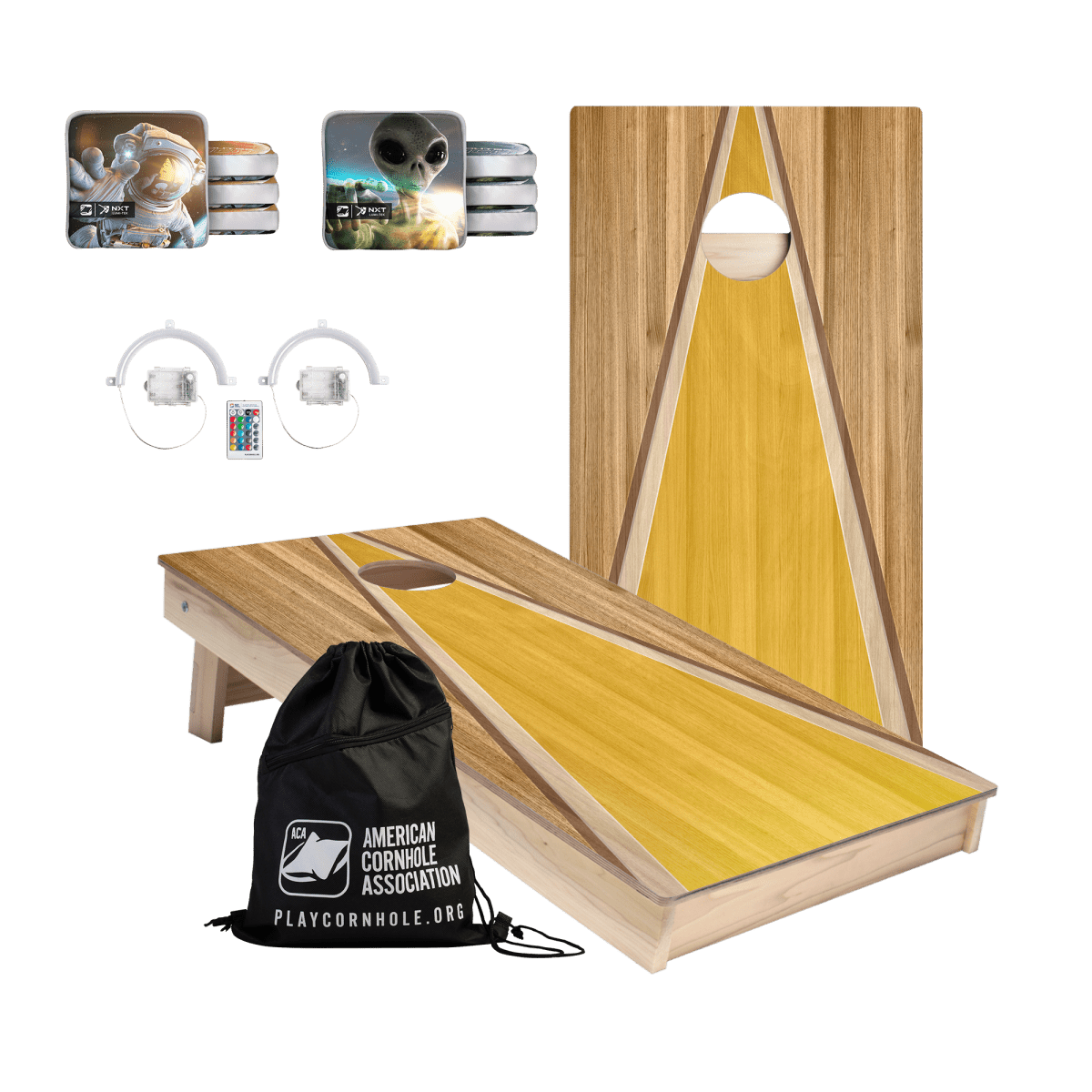 Into Space After Dark 2x4 Cornhole Set with Lights & Reflective Bags - | American Cornhole Association