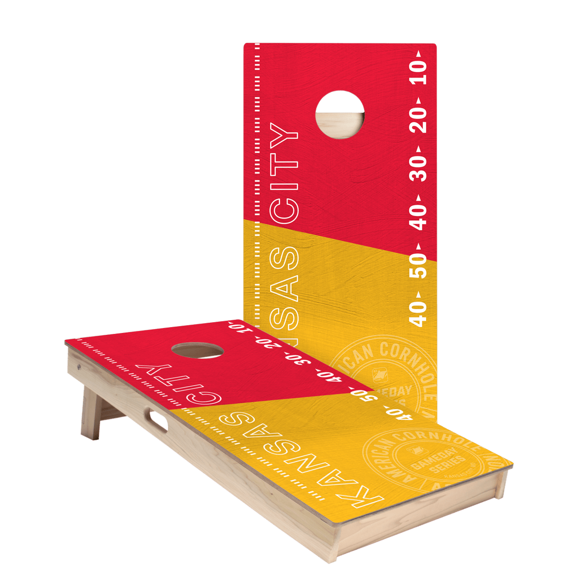 Kansas City Football Gameday Stadium Star Cornhole Boards.