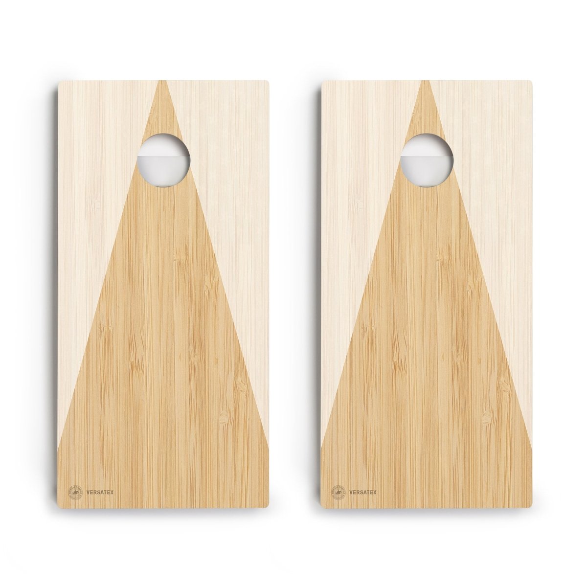 Light Wood Triangle Versatex All-Weather Cornhole Boards - POLY-012 | American Cornhole Association