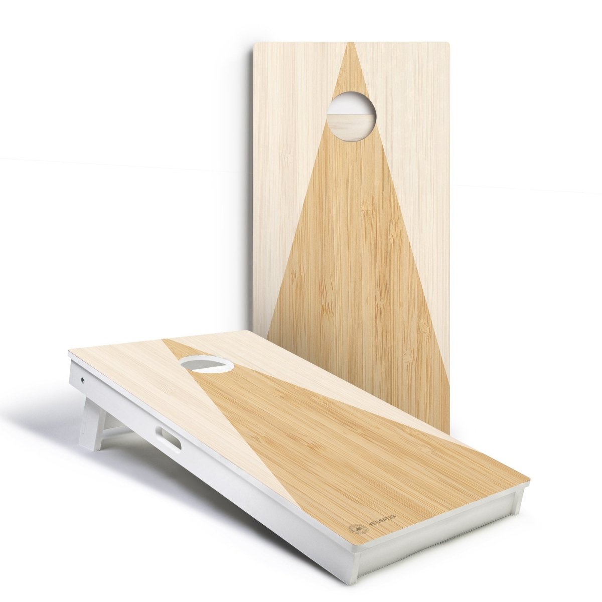 Light Wood Triangle Versatex All-Weather Cornhole Boards - POLY-012 | American Cornhole Association