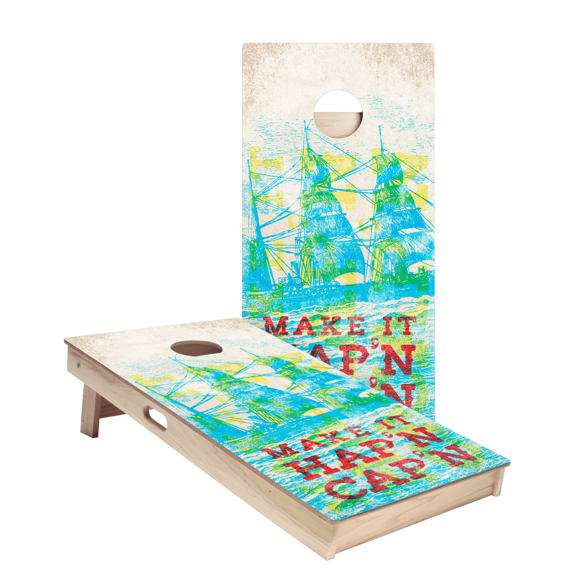 Make It Hap’n Cap’n Star Cornhole Boards - ACA - 000278 | American Cornhole Association