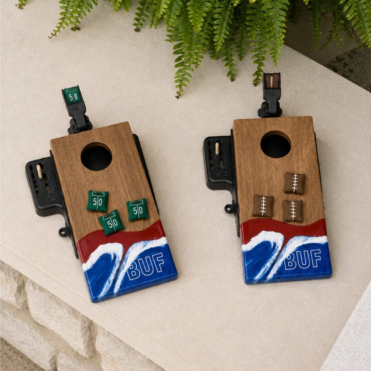 Mini Tabletop Resin Cornhole Set | Gameday Collection - Buffalo EGDC-08 | American Cornhole Association