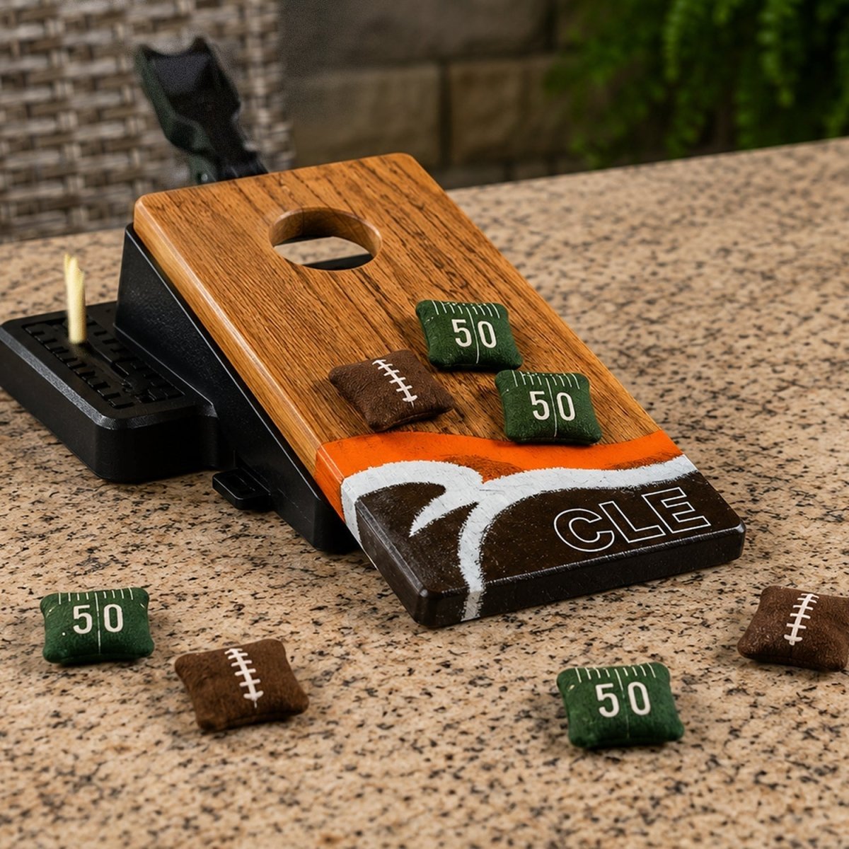 Mini Tabletop Resin Cornhole Set | Gameday Collection - Cleveland EGDC-09 | American Cornhole Association