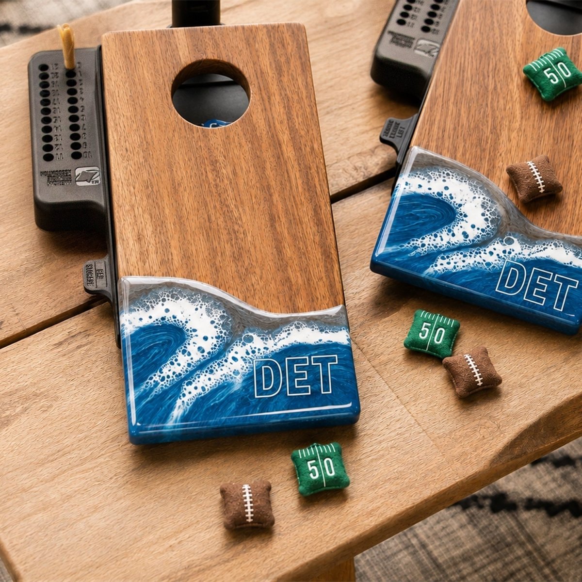 Mini Tabletop Resin Cornhole Set | Gameday Collection - Detroit EGDC-06 | American Cornhole Association