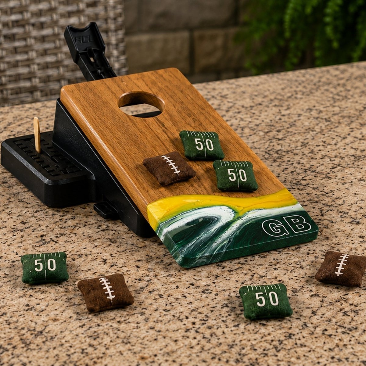 Mini Tabletop Resin Cornhole Set | Gameday Collection - Green Bay EGDC-03 | American Cornhole Association
