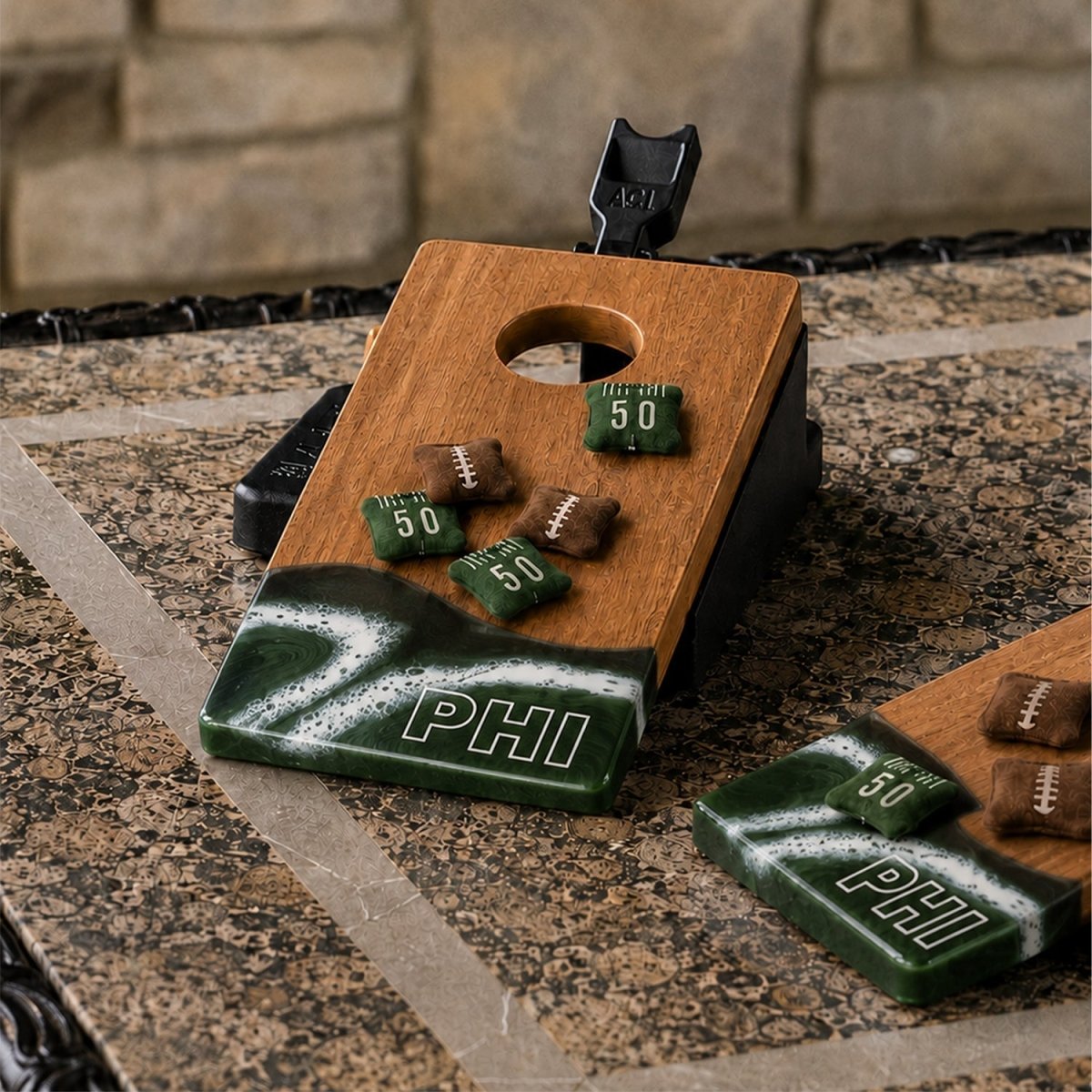 Mini Tabletop Resin Cornhole Set | Gameday Collection - Philadelphia EGDC-05 | American Cornhole Association