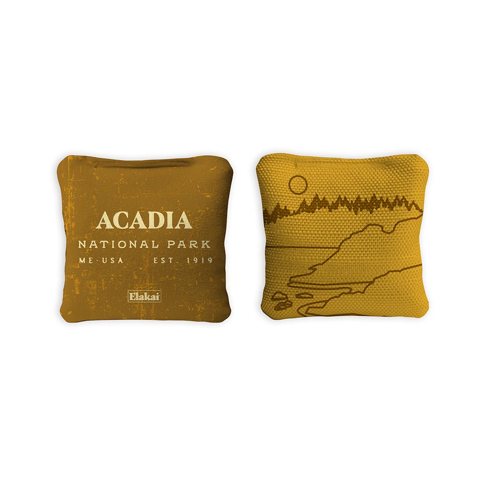 National Parks Acadia Travel - Size Cornhole Bags, Gold - American Cornhole Association