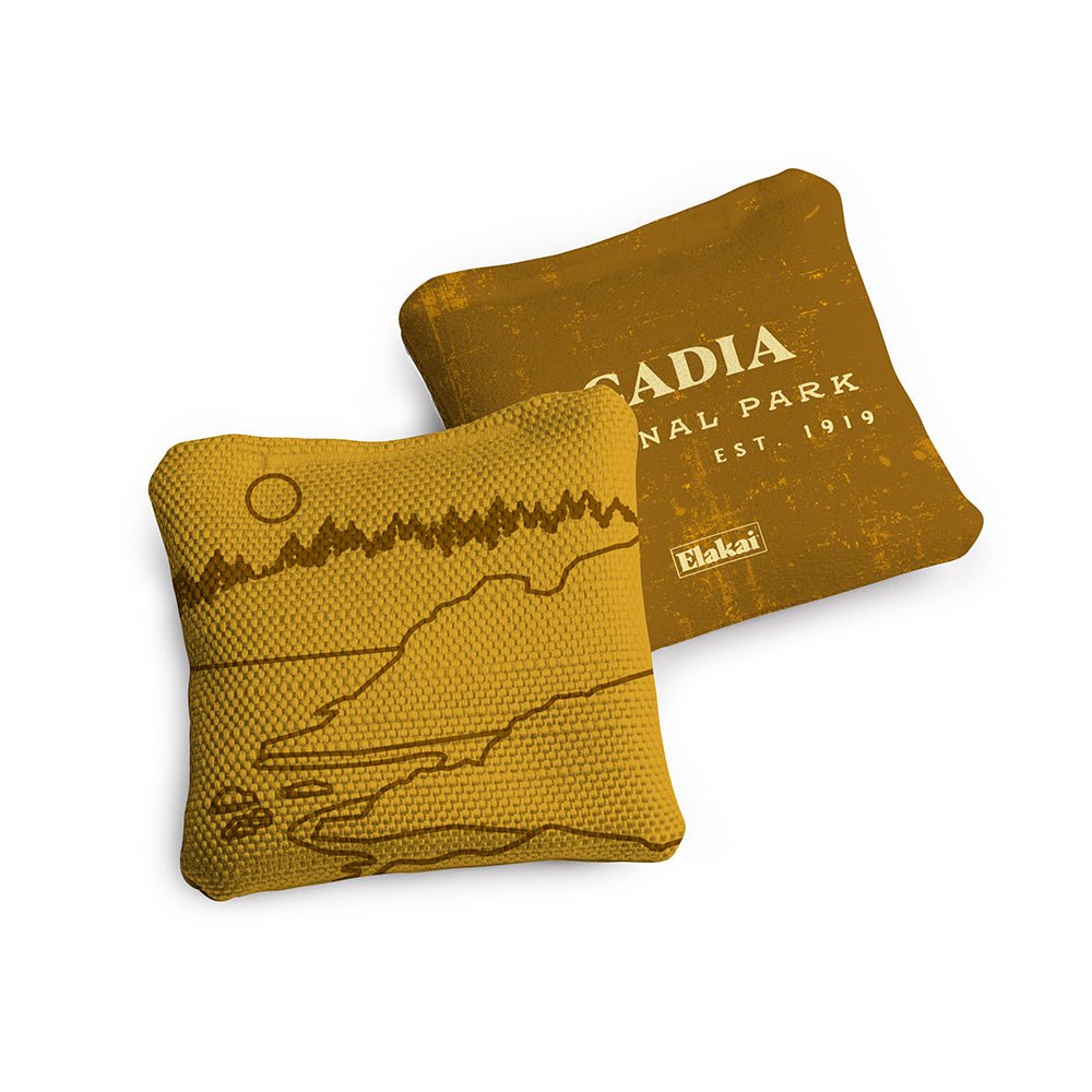 National Parks Acadia Travel - Size Cornhole Bags, Gold - American Cornhole Association