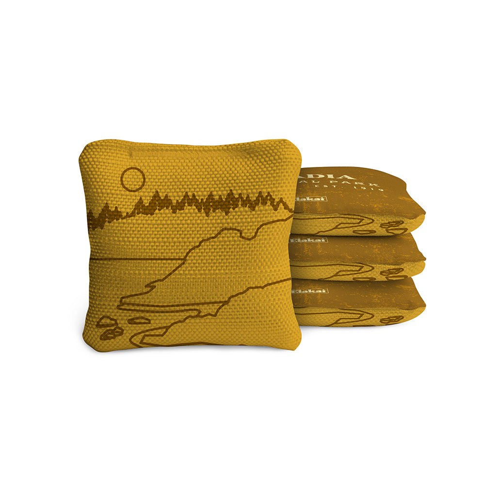 National Parks Acadia Travel - Size Cornhole Bags, Gold - American Cornhole Association