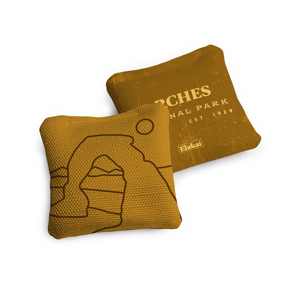 National Parks Arches Travel - Size Cornhole Bags, Gold - American Cornhole Association