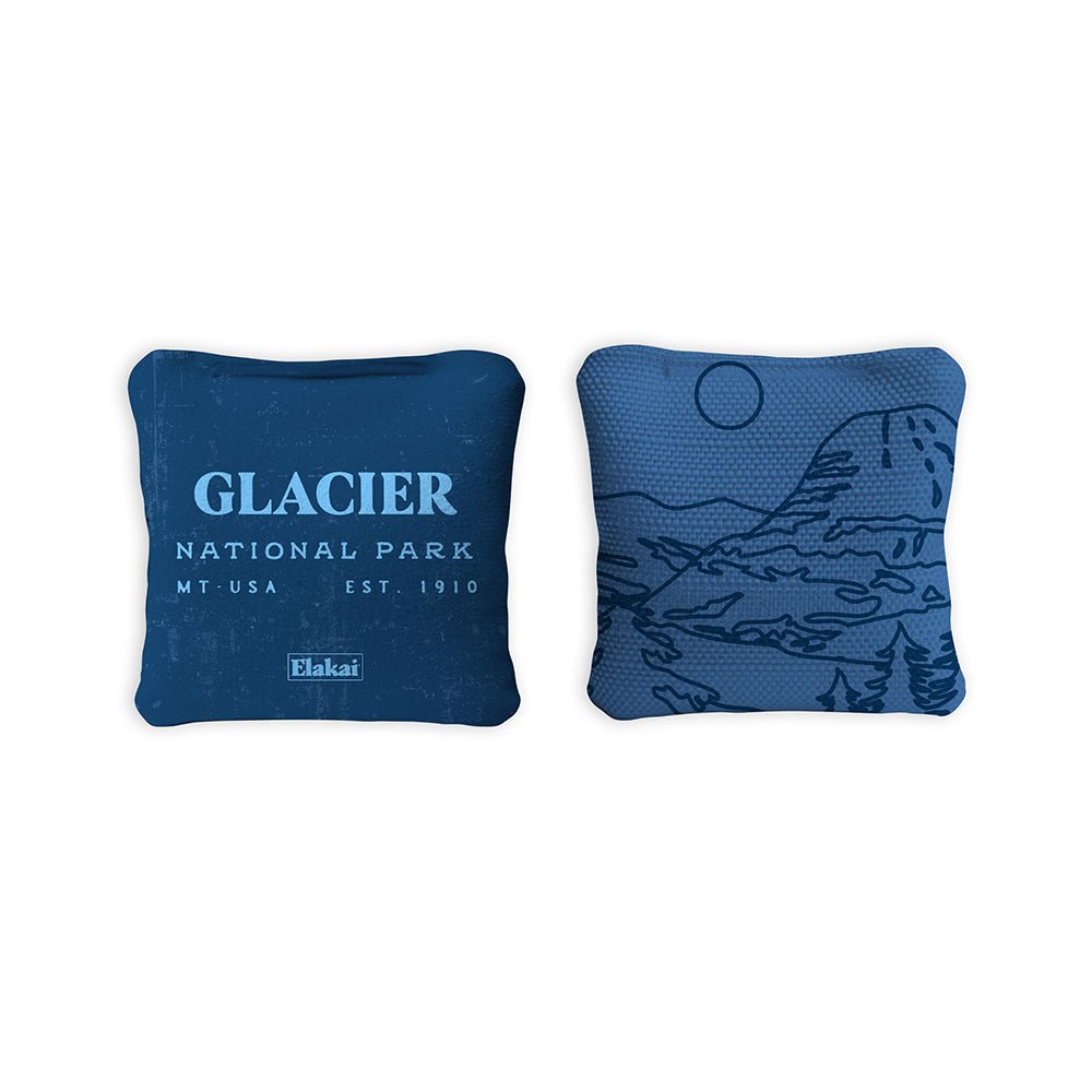 National Parks Glacier Travel - Size Cornhole Bags, Blue - American Cornhole Association